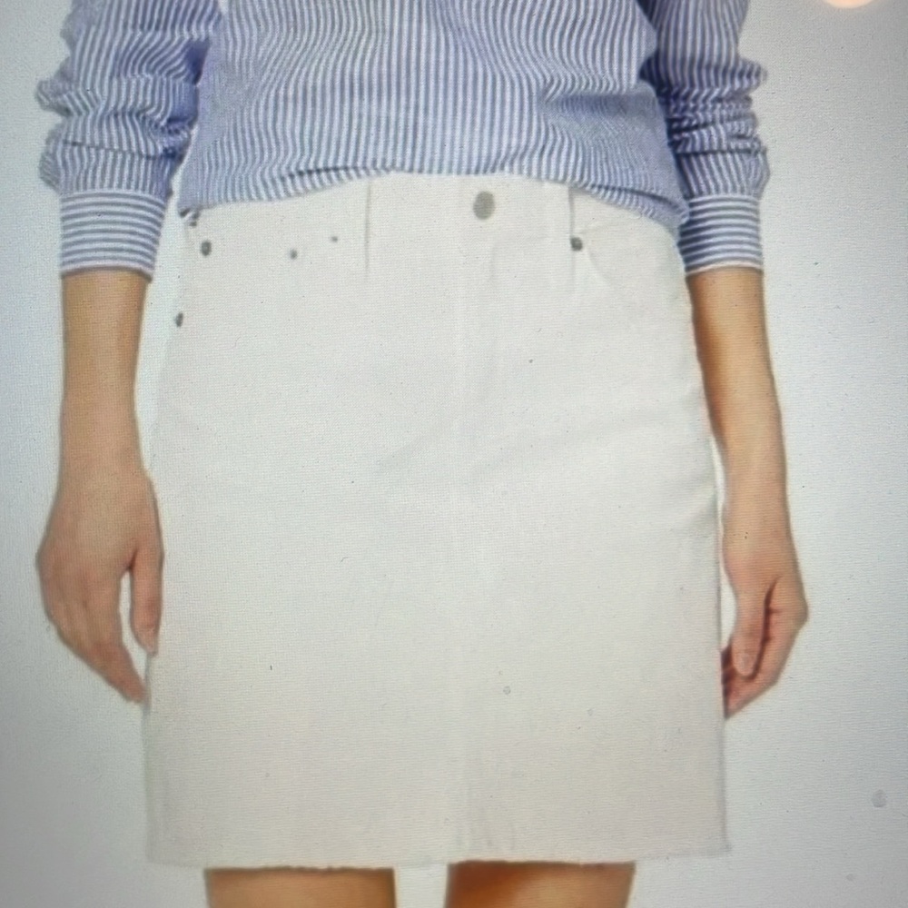 J Crew white denim skirt with raw hem sz 27